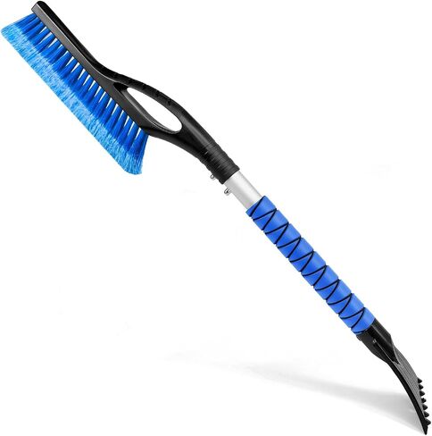 33.5'' Snow Brush and Ice Scraper for Car Windshield, Aluminum Extendable Snow Removal Tool for Car Window with Foam Grip, Soft Broom Head for SUV Truck Auto Vehicle Winter Accessories in Saudi Arabia