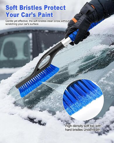 33.5'' Snow Brush and Ice Scraper for Car Windshield, Aluminum Extendable Snow Removal Tool for Car Window with Foam Grip, Soft Broom Head for SUV Truck Auto Vehicle Winter Accessories in Saudi Arabia