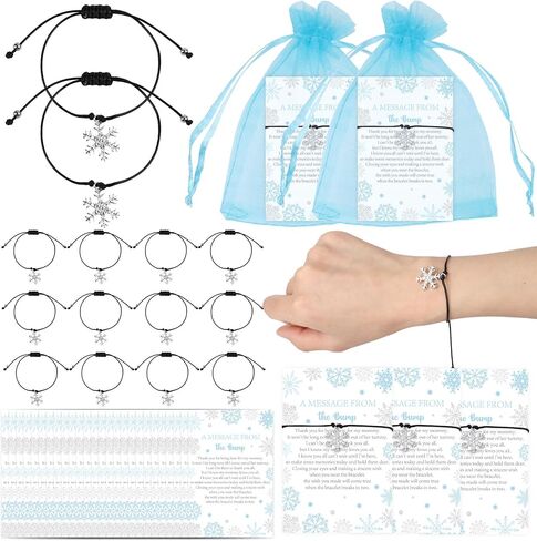 Winter Arctic Animals Baby Shower Party Favors Set, 50 Bracelets with Polar Animal Message from the Bump Thank You Cards Organza Bags, Snow Woodland Gender Reveal Party Favors in Kuwait