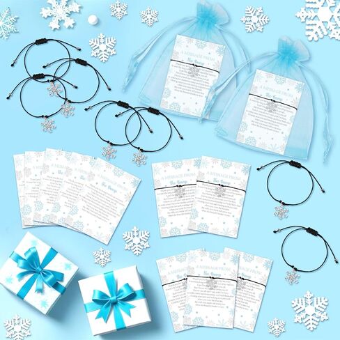 Winter Arctic Animals Baby Shower Party Favors Set, 50 Bracelets with Polar Animal Message from the Bump Thank You Cards Organza Bags, Snow Woodland Gender Reveal Party Favors in Kuwait