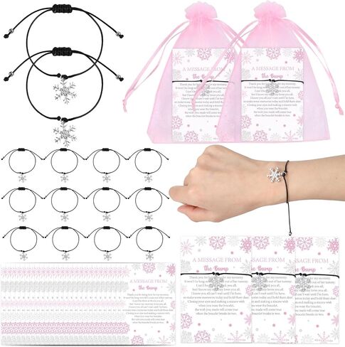 Winter Arctic Animals Baby Shower Party Favors Set, 50 Bracelets with Polar Animal Message from the Bump Thank You Cards Organza Bags, Snow Woodland Gender Reveal Party Favors in Kuwait