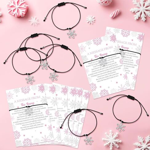 Winter Arctic Animals Baby Shower Party Favors Set, 50 Bracelets with Polar Animal Message from the Bump Thank You Cards Organza Bags, Snow Woodland Gender Reveal Party Favors in Kuwait