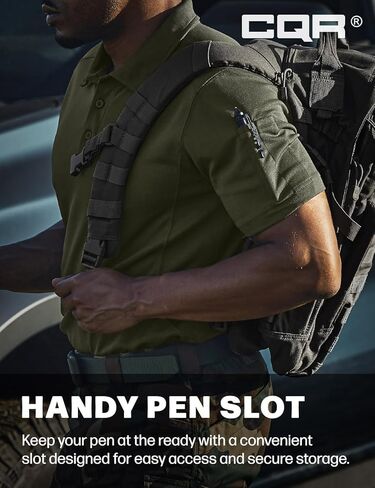 CQR Men's Polo Shirt, Short Sleeve Tactical Shirts, Dry Fit Lightweight Performance Golf Shirts, Outdoor UPF 50+ Pique Shirt in Kuwait