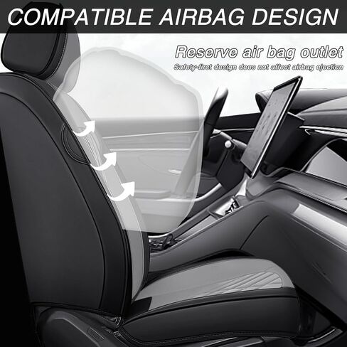 Car Seat Covers for Honda Civic 1998-2026, Premium Nappa Leather Waterproof & Anti-Slip, Full Coverage Customized fit Honda Civic Seat Covers Front Set (2 Seats Standard,Black-Gray) in Kuwait