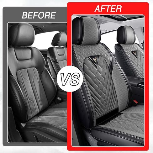 Car Seat Covers for Honda Civic 1998-2026, Premium Nappa Leather Waterproof & Anti-Slip, Full Coverage Customized fit Honda Civic Seat Covers Front Set (2 Seats Standard,Black-Gray) in Kuwait