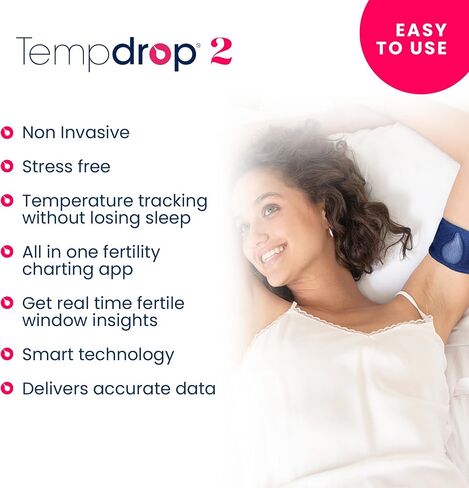 جهاز تتبع الإباضة Tempdrop يمكن ارتداؤه - جهاز مراقبة درجة حرارة الجسم الأساسي للمساعدة في الحمل - مستشعر النوم مع تطبيق لتتبع الخصوبة والهرمونات والدورة الشهرية in Kuwait