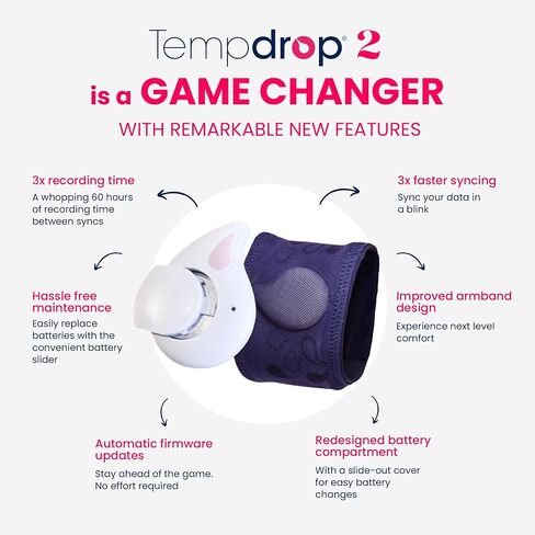 جهاز تتبع الإباضة Tempdrop يمكن ارتداؤه - جهاز مراقبة درجة حرارة الجسم الأساسي للمساعدة في الحمل - مستشعر النوم مع تطبيق لتتبع الخصوبة والهرمونات والدورة الشهرية in Kuwait