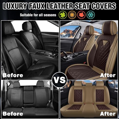 Car Seat Covers for Ford F150 2009-2025, Waterproof Nappa Leather Car Seat Protector, Comfortable and Anti-Slip Car Seat Cover&Accessories(2 Seats with Headrests/Black Gray) in Saudi Arabia