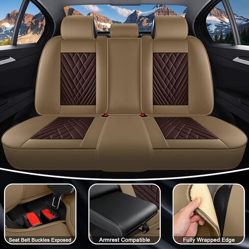 Car Seat Covers for Ford F150 2009-2025, Waterproof Nappa Leather Car Seat Protector, Comfortable and Anti-Slip Car Seat Cover&Accessories(2 Seats with Headrests/Black Gray) in Saudi Arabia