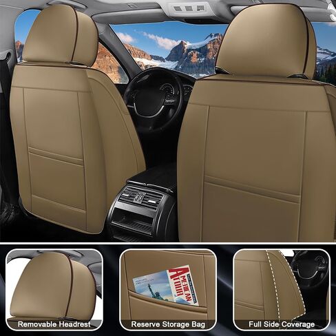 Car Seat Covers for Ford F150 2009-2025, Waterproof Nappa Leather Car Seat Protector, Comfortable and Anti-Slip Car Seat Cover&Accessories(2 Seats with Headrests/Black Gray) in Saudi Arabia