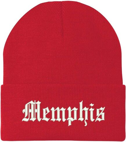 Trendy Apparel Shop Old English Font Memphis City Embroidered Winter Long Cuff Beanie in Saudi Arabia