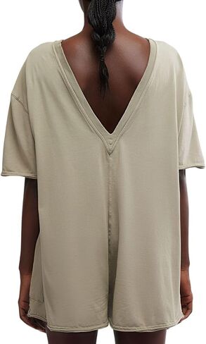 Free People Women's Hot Shot Tee Romper Coddy, Bleached Clay in Saudi Arabia