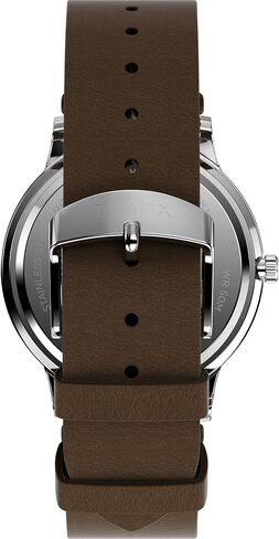 Timex Men's Waterbury 40 mm Watch, Brown Leather Strap White Dial Stainless Steel Case TW2Y29500, Silver, Bracelet in Saudi Arabia