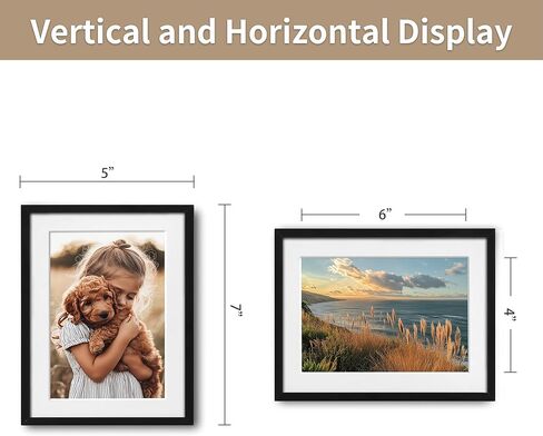 إطار صورة ZLG مقاس 8 × 10، إطار من الخشب الصلب مقاس 8 × 10 مع حصيرة مقاس 5 × 7، لسطح الطاولة وعرض الحائط، يتضمن خطاف حائط، مجموعة من 3 قطع in Kuwait