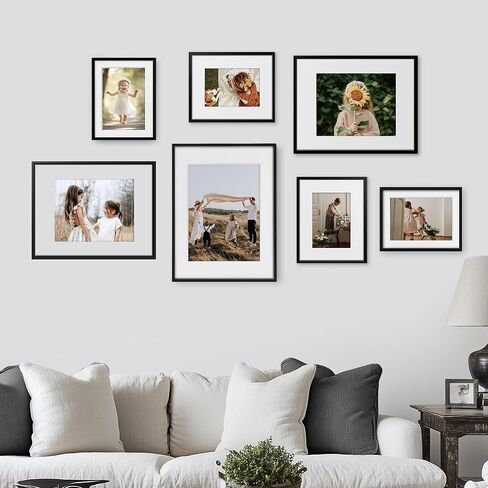 إطار صورة ZLG مقاس 8 × 10، إطار من الخشب الصلب مقاس 8 × 10 مع حصيرة مقاس 5 × 7، لسطح الطاولة وعرض الحائط، يتضمن خطاف حائط، مجموعة من 3 قطع in Kuwait