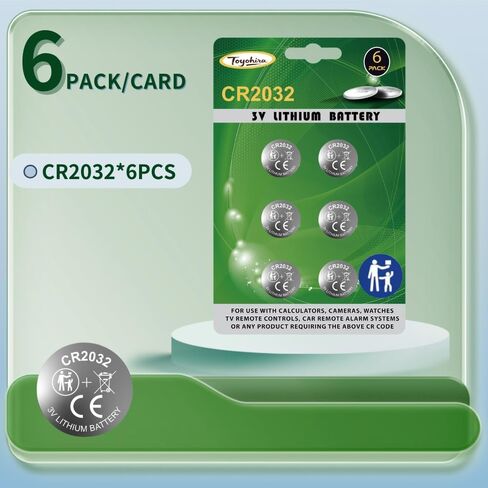 2032 بطاريات 6 عبوات cr2032 بطارية ليثيوم 3 فولت مع بطاريات طويلة الأمد، بطاريات cr2032 للساعات، وسلسلة المفاتيح، والأجهزة الأخرى، بطارية 2032، طاقة تدوم طويلاً in Kuwait