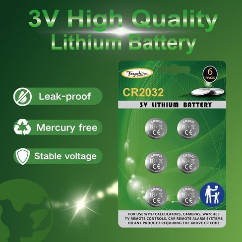 2032 بطاريات 6 عبوات cr2032 بطارية ليثيوم 3 فولت مع بطاريات طويلة الأمد، بطاريات cr2032 للساعات، وسلسلة المفاتيح، والأجهزة الأخرى، بطارية 2032، طاقة تدوم طويلاً in Kuwait