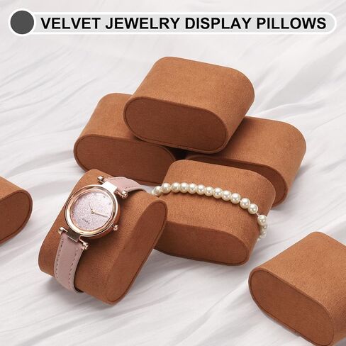 uxcell 12pcs Bracelet Watch Pillow Velvet Jewelry Display Pillows Cushion Pad Watch Storage Pillow for Watch Box Light Brown in Saudi Arabia