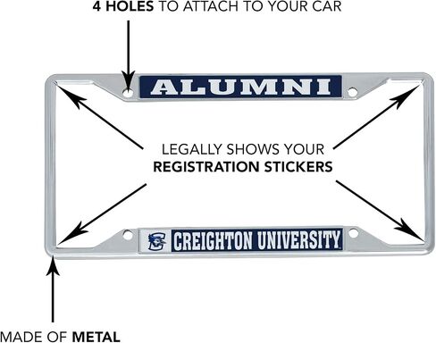 Desert Cactus Creighton University Car Accessories Bluejays Metal License Plate Frame and Tag Holder for Front or Rear of Car (Alumni) in Saudi Arabia