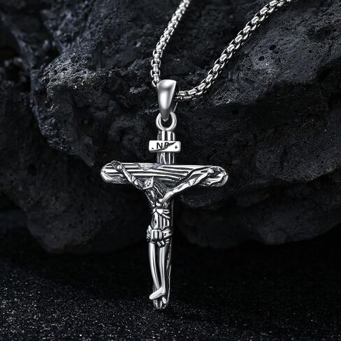 Viking Cross Necklaces Sterling Silver Viking Wolf Pendant Necklace Celtic Cross Necklace Irish Jewelry Birthday Christmas Gift for Women Man in Kuwait