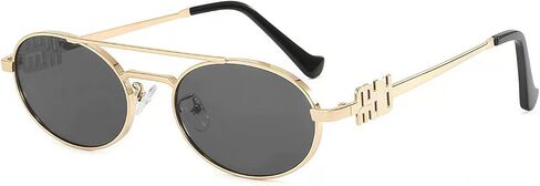 نظارات شمسية AICase Ozzy Merch Retro بيضاوية للنساء والرجال صغيرة في التسعينيات نظارات شمسية معدنية 2025 عصرية أنيقة مستديرة ظلال لطيفة مصمم Miu Sunies حماية من الأشعة فوق البنفسجية 400_2 in Saudi Arabia