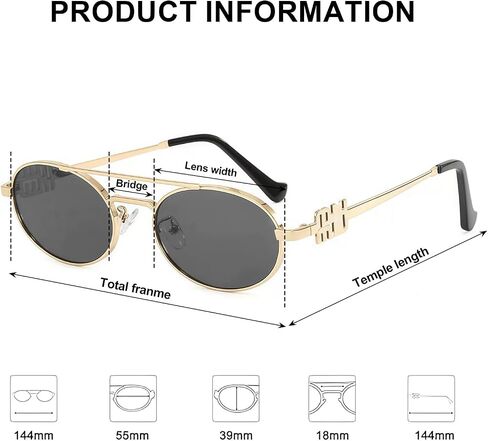 نظارات شمسية AICase Ozzy Merch Retro بيضاوية للنساء والرجال صغيرة في التسعينيات نظارات شمسية معدنية 2025 عصرية أنيقة مستديرة ظلال لطيفة مصمم Miu Sunies حماية من الأشعة فوق البنفسجية 400_2 in Saudi Arabia