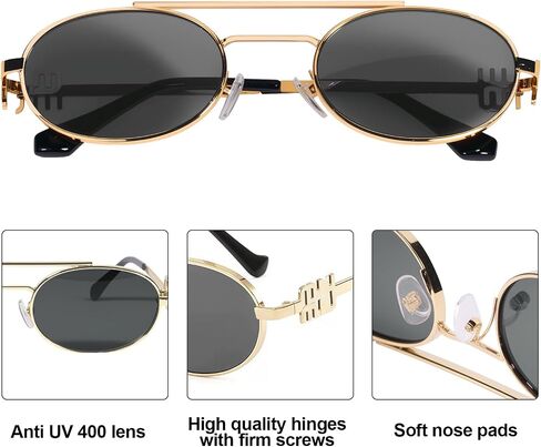 نظارات شمسية AICase Ozzy Merch Retro بيضاوية للنساء والرجال صغيرة في التسعينيات نظارات شمسية معدنية 2025 عصرية أنيقة مستديرة ظلال لطيفة مصمم Miu Sunies حماية من الأشعة فوق البنفسجية 400_2 in Saudi Arabia