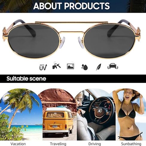 نظارات شمسية AICase Ozzy Merch Retro بيضاوية للنساء والرجال صغيرة في التسعينيات نظارات شمسية معدنية 2025 عصرية أنيقة مستديرة ظلال لطيفة مصمم Miu Sunies حماية من الأشعة فوق البنفسجية 400_2 in Saudi Arabia