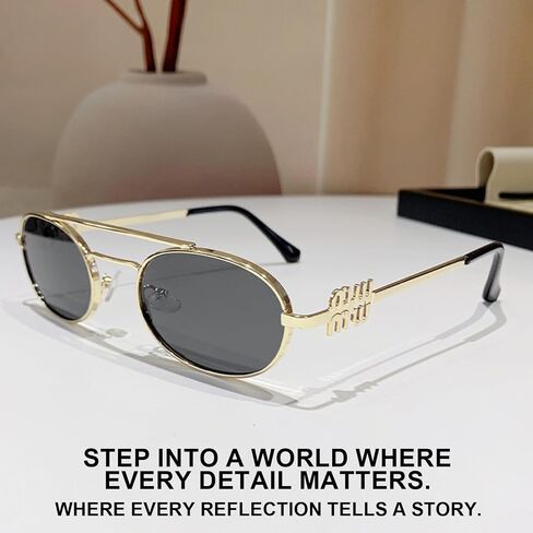 نظارات شمسية AICase Ozzy Merch Retro بيضاوية للنساء والرجال صغيرة في التسعينيات نظارات شمسية معدنية 2025 عصرية أنيقة مستديرة ظلال لطيفة مصمم Miu Sunies حماية من الأشعة فوق البنفسجية 400_2 in Saudi Arabia