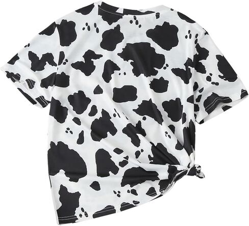 SOLY HUX Women's Cow Print T Shirt Short Sleeve Round Neck Graphic Tees Casual Summer Tops in Saudi Arabia