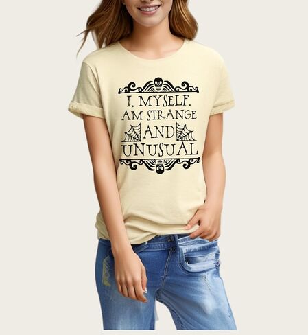 Halloween Shirts for Women I Myself Am Strange and Unusual Tshirt Horror Movie Graphic Tees Cute Short Sleeve in Kuwait