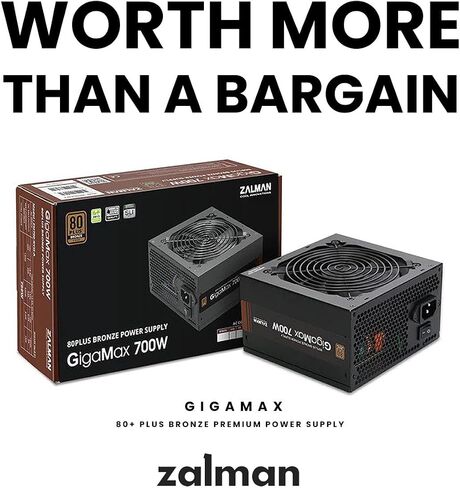 Zalman GigaMax 700W 80 Plus Bronze Certified Power Supply ATX PSU, 105° Capacitor, 120mm Ultra Quiet Cooling Fan, Non-Modular, 5 Year Warranty in Saudi Arabia