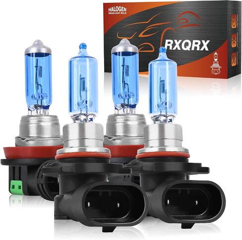 Fit for Chevrolet Silverado 1500 2500HD 2007-2021,Chevrolet Silverado 2500 2008-2018,Chevrolet Silverado 3500 HD 2007-2019 9005/H11 Halogen Headlight Bulbs, High/Low Beam, 6000K White, 4-Pack in Saudi Arabia