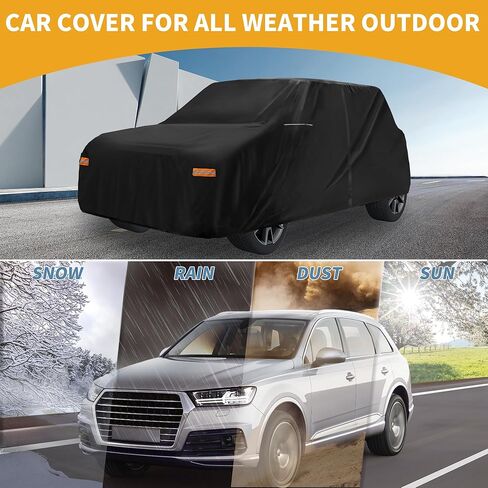 Car Cover Waterproof All Weather 210D-PU, UV Sun Rain Protection, for Mini Cooper 2DR, with Left Side Zipper & Mirror Pockets, Black in Saudi Arabia