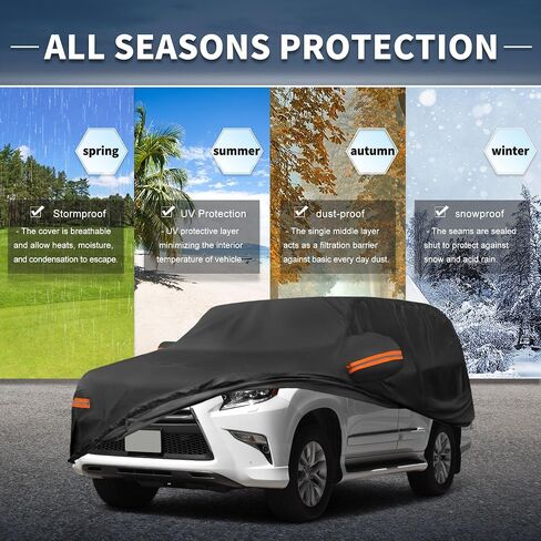 X AUTOHAUX Car Cover Outdoor Waterproof Sun Rain Snow Hail Protection with Left Side Door Zipper 210D-PU for Lexus GX in Saudi Arabia