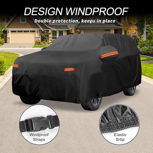 X AUTOHAUX Car Cover Outdoor Waterproof Sun Rain Snow Hail Protection with Left Side Door Zipper 210D-PU for Lexus GX in Saudi Arabia