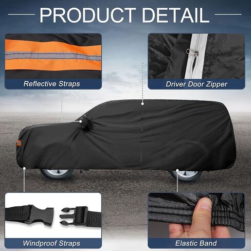 X AUTOHAUX Car Cover Outdoor Waterproof Sun Rain Snow Hail Protection with Left Side Door Zipper 210D-PU for Lexus GX in Saudi Arabia