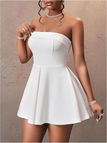 SOLY HUX Women's Summer Strapless Tube Mini Dress Sleeveless A Line Cocktail Party Dresses in Saudi Arabia