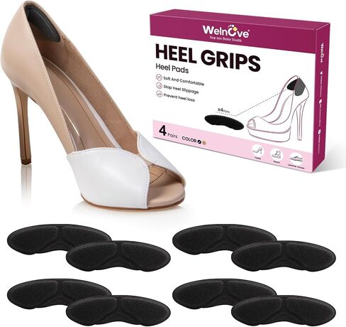 Heel Grips Liners for Loose Shoes - Welnove 4-Pair Back Shoe Inserts Pads for Heel Protect, Prevent Slip, Blisters, Rubbing, Fit Boots, Sandals, High Heels, Shoes Too Big, Men Women, Beige in Saudi Arabia