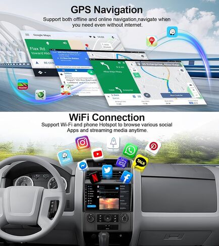 1G+32G Android 13 Car Stereo with Wireless Apple Carplay Android Auto for 2008-2012 Ford Escape Mazda Tribute 9 Inch Touchscreen Car Radio with GPS Navigation WiFi HiFi Bluetooth FM RDS Backup Camera in Saudi Arabia