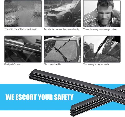 4 قطع من شرائط إدخال ممسحة الزجاج الأمامي من Downhill، شفرات ممسحة الزجاج الأمامي المطاطية لتقليل الضوضاء، 28 بوصة قابلة للتعديل بنفسك، عبوات شفرات الزجاج الأمامي بدون عظم، عالمية لمعظم السيارات والشاحنات وسيارات الدفع الرباعي (أسود) in Kuwait