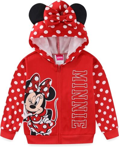 Disney Minnie Mouse Girls Zip Up Hoodie with Bow and Ears for Toddler and Big Kids in Saudi Arabia