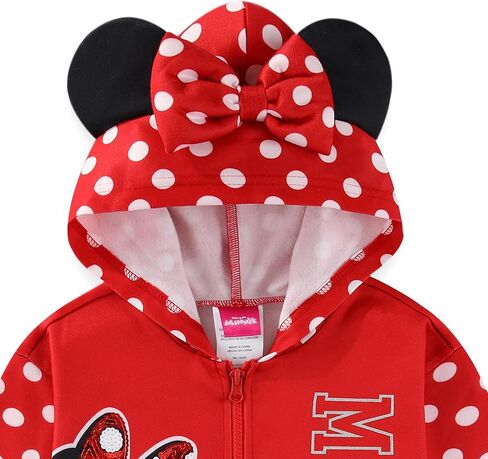 Disney Minnie Mouse Girls Zip Up Hoodie with Bow and Ears for Toddler and Big Kids in Saudi Arabia
