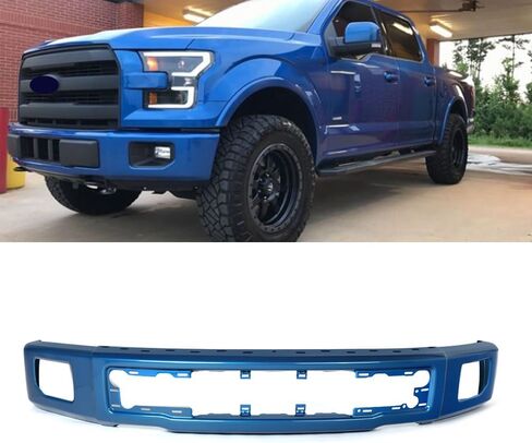 المصد الأمامي من الفولاذ الأبيض من أكسفورد متوافق مع شريط وجه شاحنة Ford F150 2015-2017 مع فتحات ضوء الضباب لاستبدال FL3Z17757FAPTM، FO1002424 in Kuwait