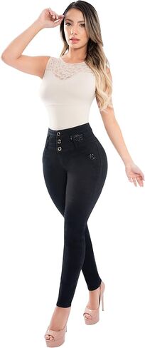Fiorella Shapewear Butt Lifter Women Jeans High Rise Waist Push Up Black Levanta Cola Pantalones Colombianos 516BB in Saudi Arabia