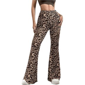 بنطلون نسائي من GORGLITTER Y2k ليوبارد سكيني بخصر مطاطي وساق واسعة بنطال الفهد in Kuwait
