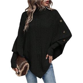 سترة معطف نسائية من MakeMeChic كبيرة الحجم غير متماثلة ذات ياقة مدورة وسترة بأزرار وأكمام طويلة بلوفر علوي in Kuwait