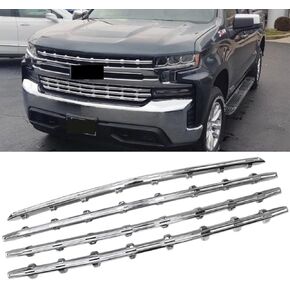 Snap On Front Grill Grille Cover Compatible with 2019 2020 2021 2022 Chevy Chevrolet Silverado 1500 LT RST Bumper Grill Insert Overlay Molding Trim Chrome 4PCS in Saudi Arabia
