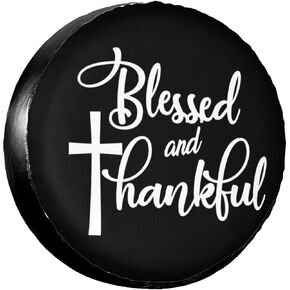 KATAKU Blessed And Thankful, Christian, Faith, Jesus Spare Tire Cover 14 Inch/60-69cm Wheel Protectors Universal Fit For Trailer Rv Suv Truck Travel in Saudi Arabia