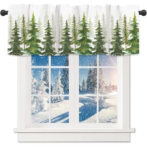 ستائر عيد الميلاد للنوافذ، شجرة الصنوبر، غابة، ستائر المطبخ مع جيب قضيب، علاجات نوافذ عيد الميلاد، لوحات ستائر قصيرة، ديكور لغرفة نوم المطبخ والحمام 54 بوصة × 18 بوصة in Kuwait